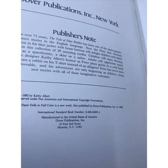 Vintage Peter Rabbit Paper Dolls Full Color Kathy Allert Uncut 1982 - Picture 8 of 12